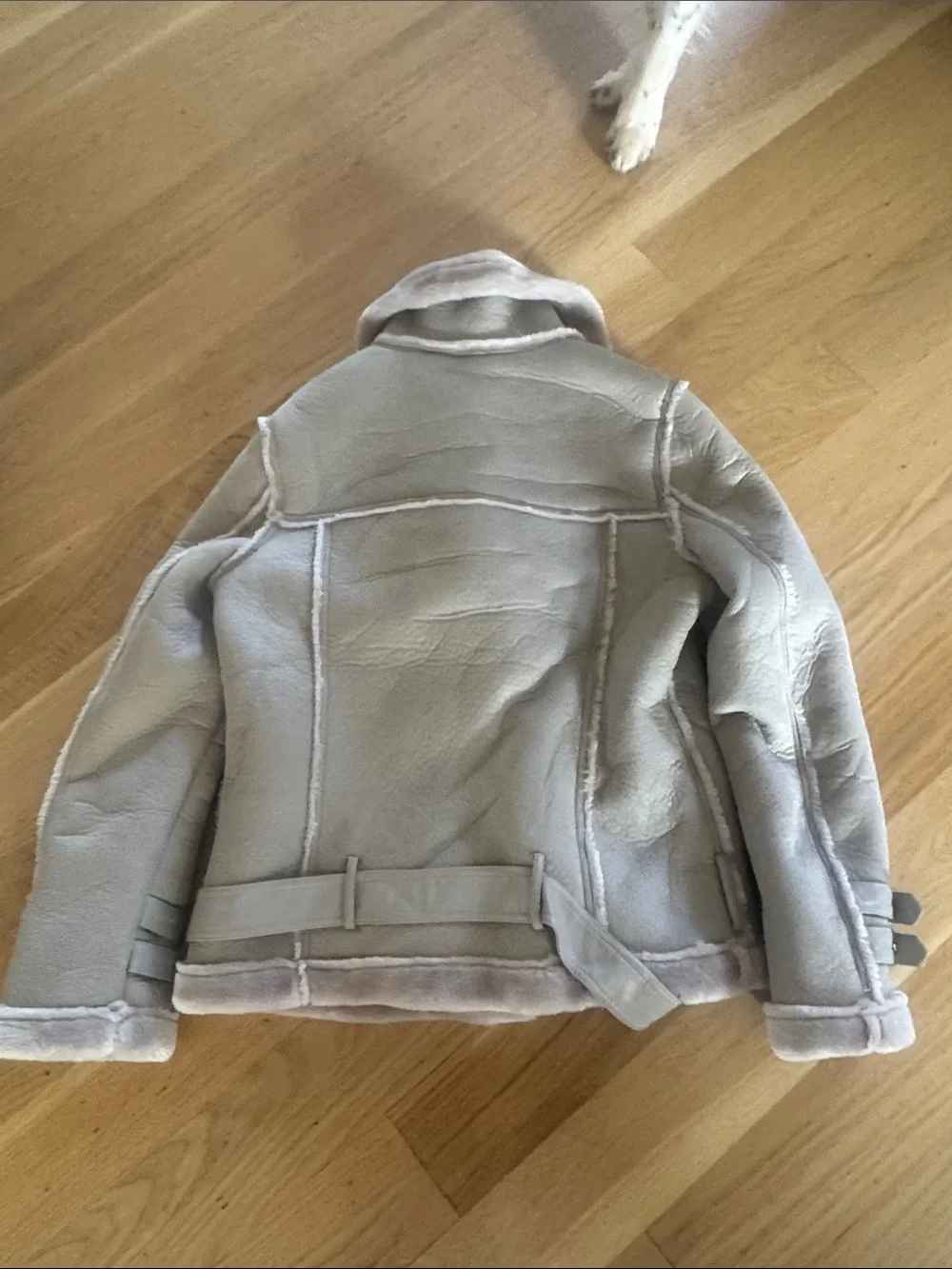 Love Token Light Gray Faux Shearling Bomber Jacket